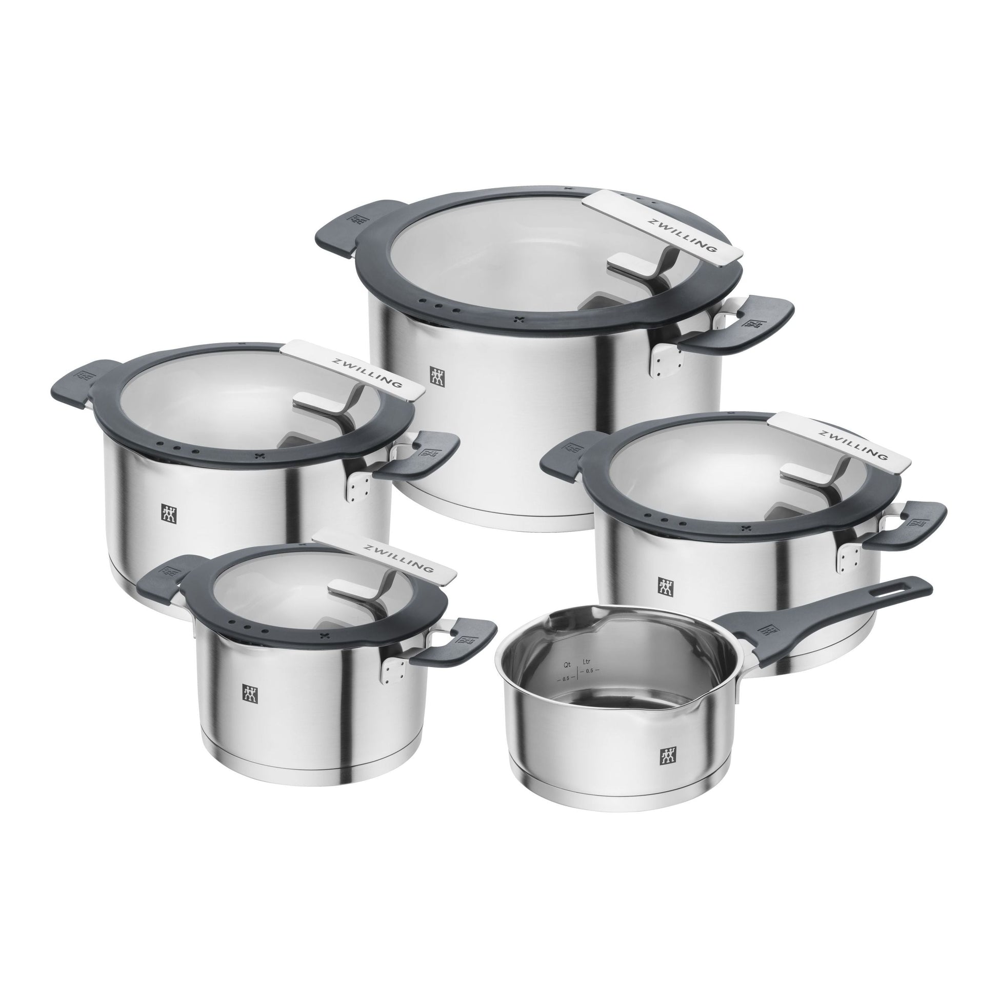 ZWILLING Simplify Stainless Steel Pot Set – 5 Pots with Lids (9 Total Pieces)-Cookware-DECOROLALA