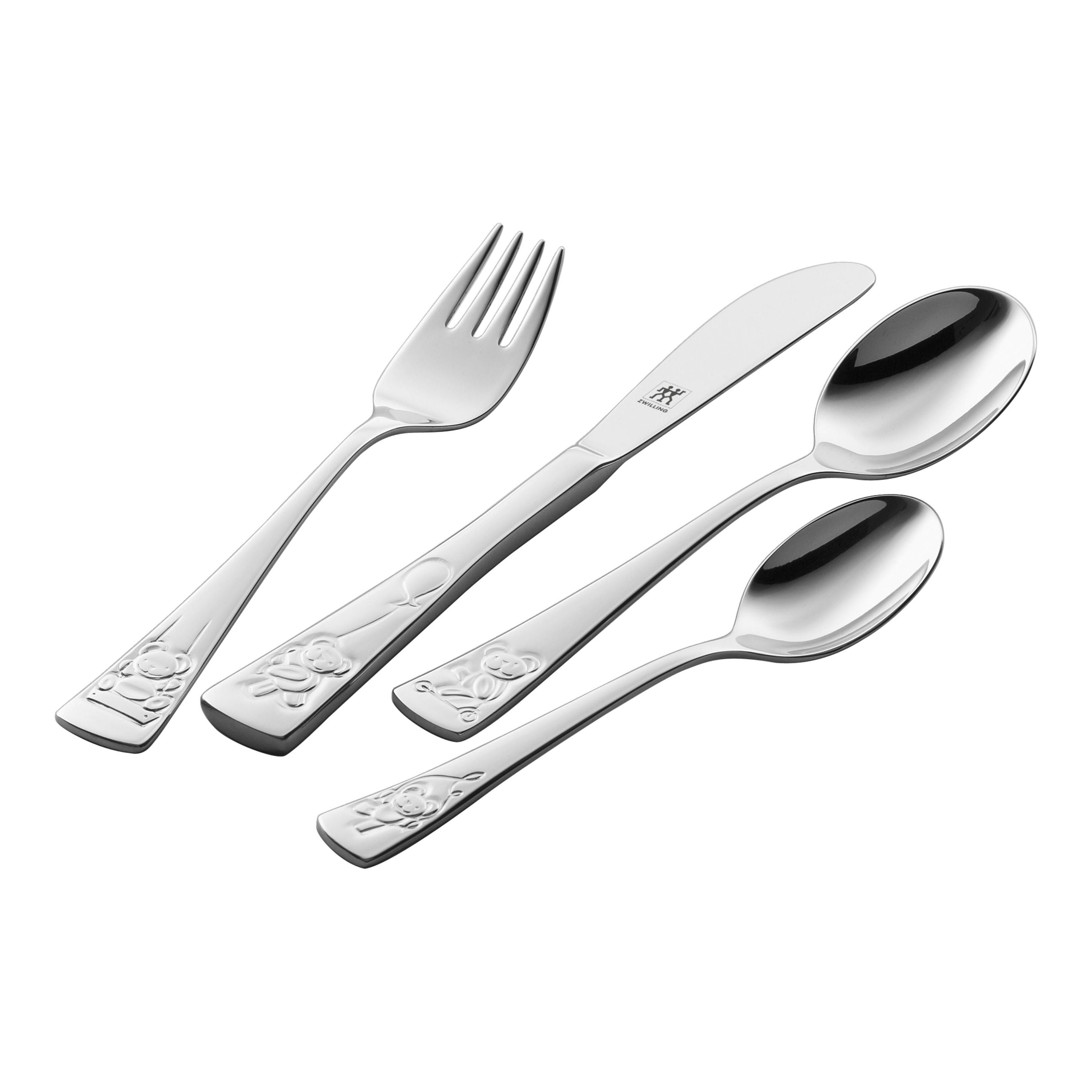 ZWILLING Teddy 4 Piece, Children's Flatware Set, Silver-Flatware Set-DECOROLALA