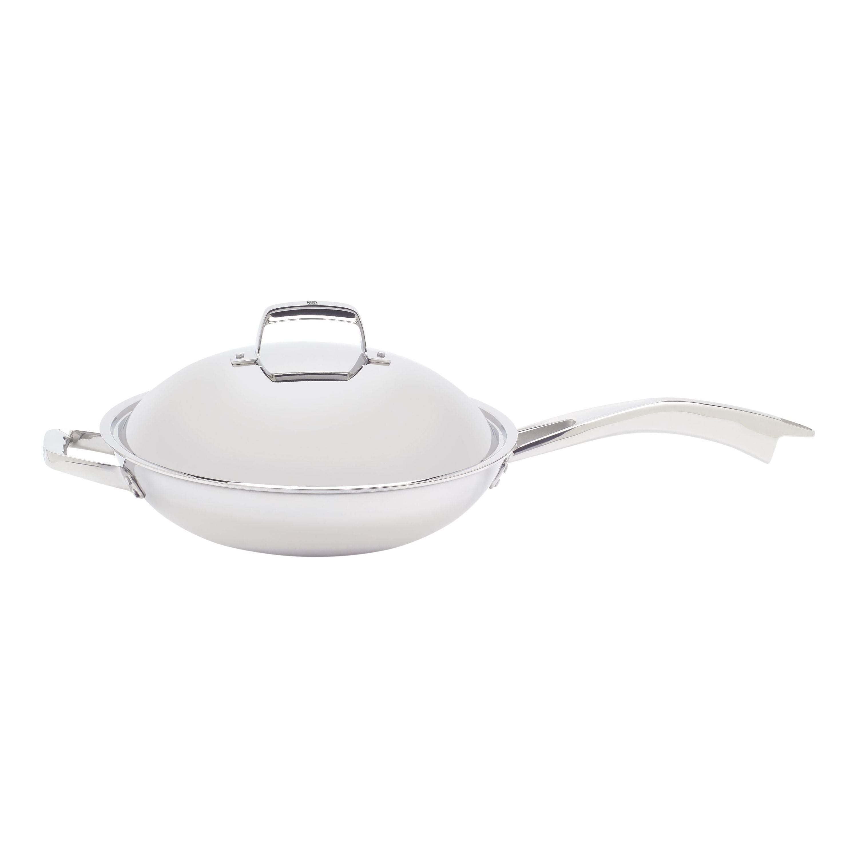 ZWILLING TruClad Wok With Lid, 32 cm / 12.5 inch, 18/10 Stainless Steel-n/a-DECOROLALA