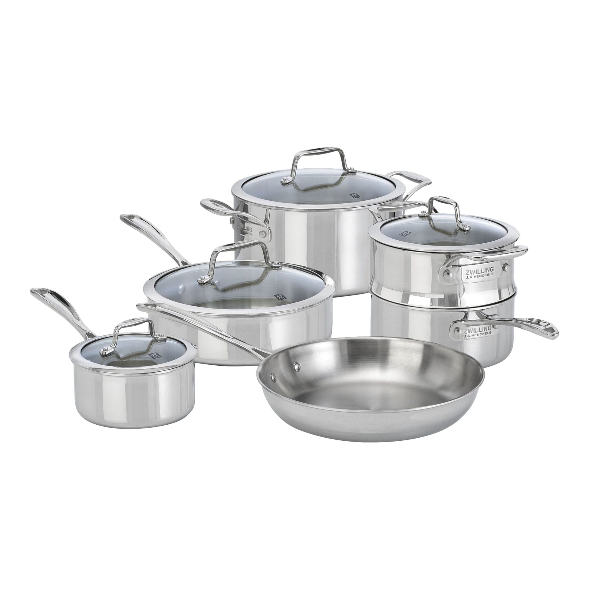 ZWILLING Vista Clad 10 Piece 18/10 Stainless Steel Cookware Set-Cookware Set-DECOROLALA