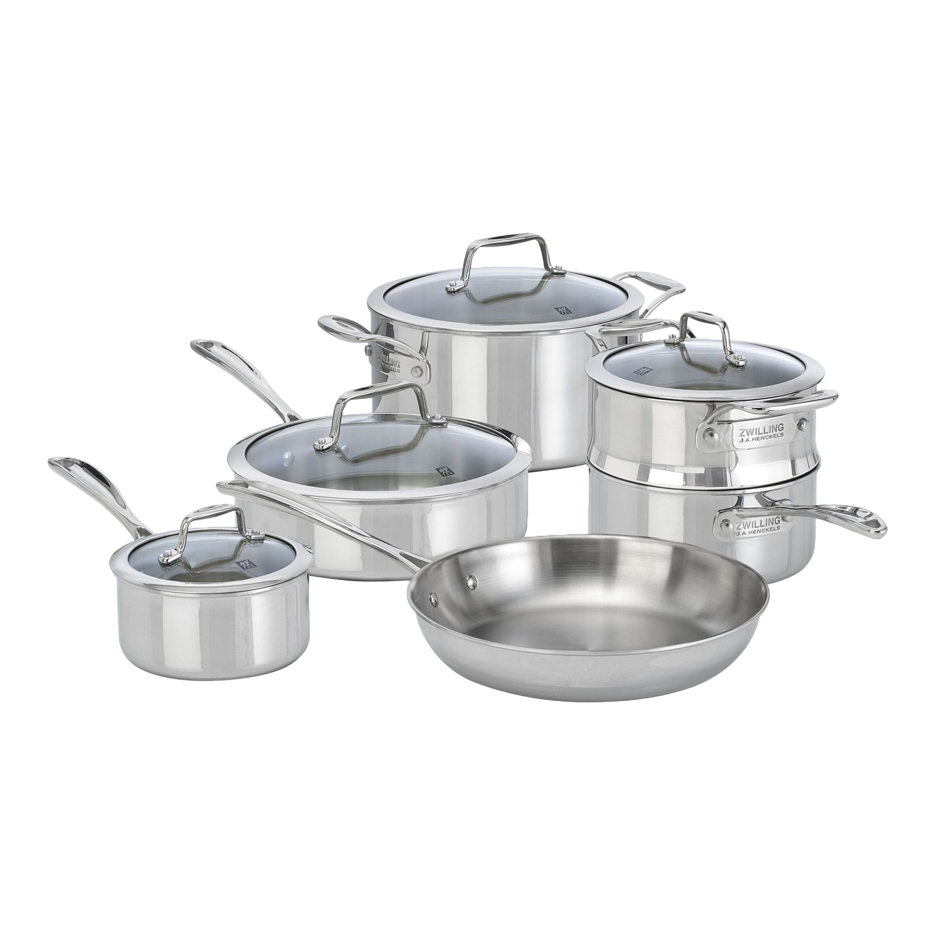 ZWILLING Vista Clad 10 Piece 18/10 Stainless Steel Cookware Set-Cookware Set-DECOROLALA