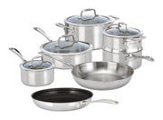 ZWILLING Vista Clad 10 Piece 18/10 Stainless Steel Cookware Set with Bonus Non-stick Frypan-Cookware Set-DECOROLALA