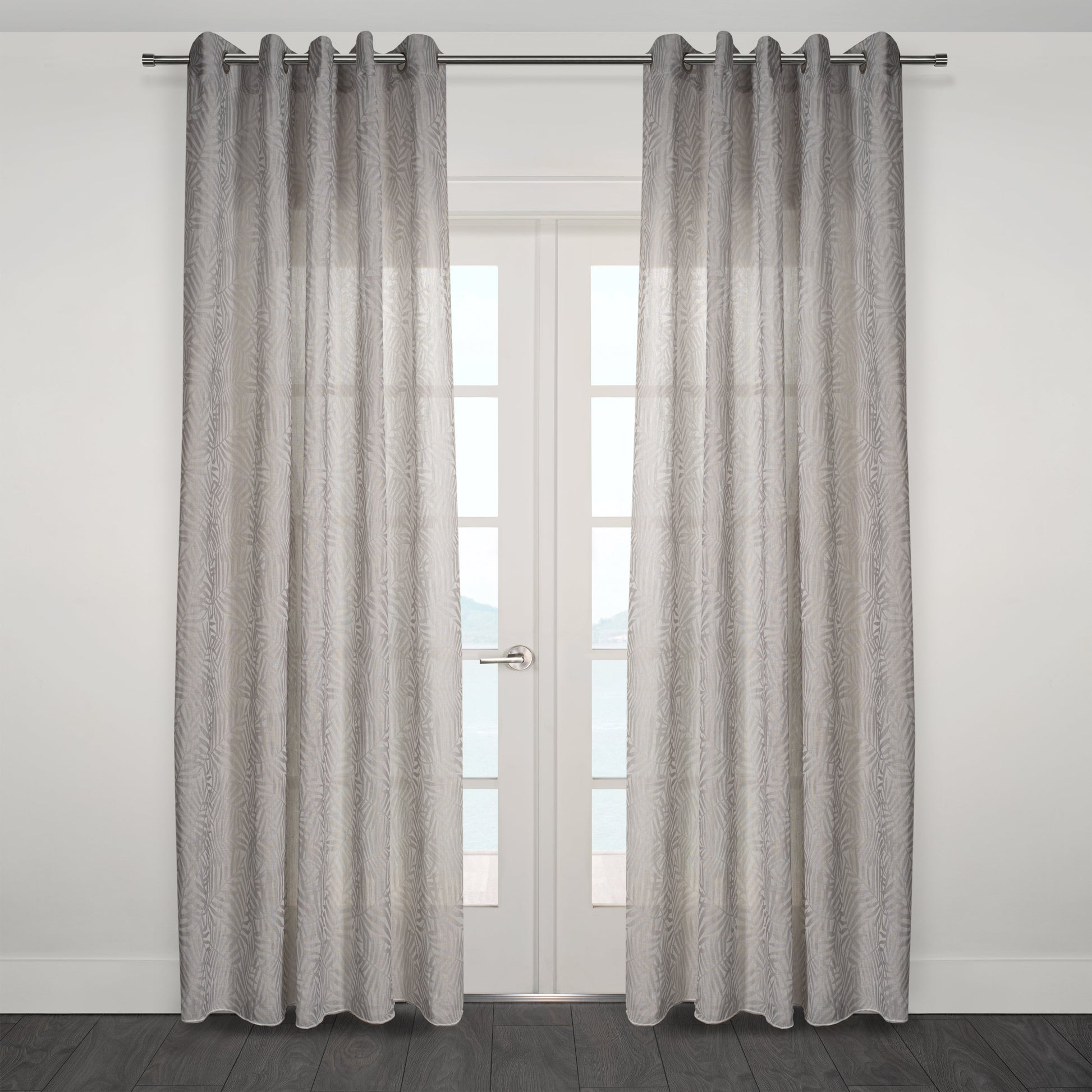 Zacari Woven Leaf Design Textured Semi Sheer Curtain 80"x 95"-Curtains-DECOROLALA