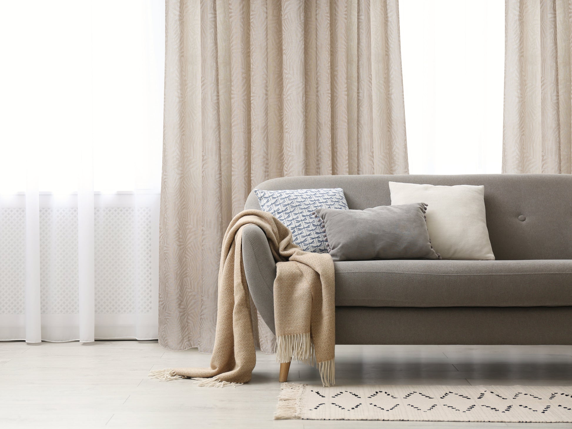 Zacari Woven Leaf Design Textured Semi Sheer Curtain 80"x 95"-Curtains-DECOROLALA
