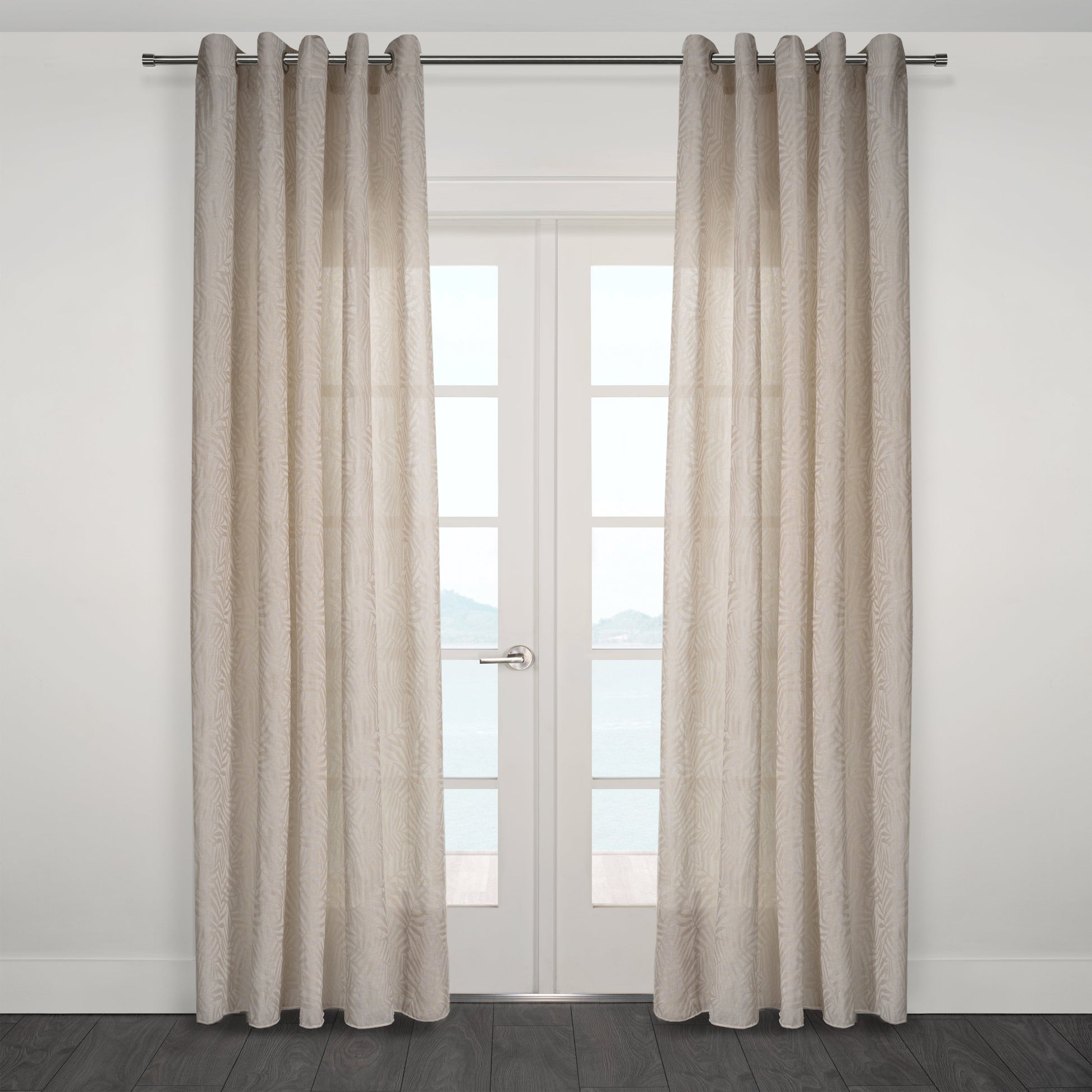 Zacari Woven Leaf Design Textured Semi Sheer Curtain 80"x 95"-Curtains-DECOROLALA
