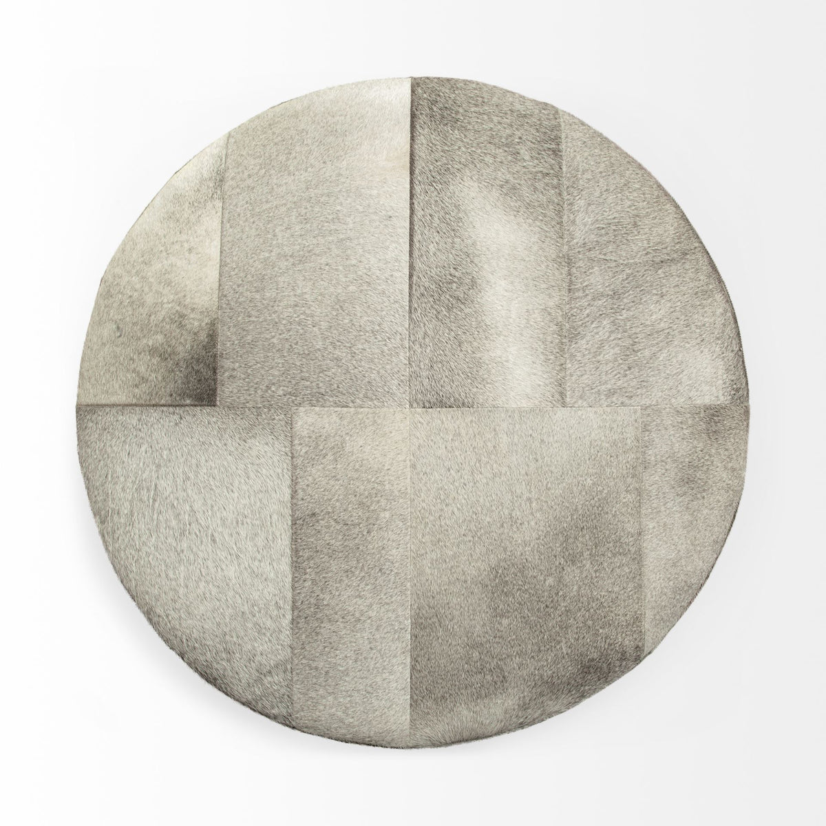 Zahavi 36" Gray Hair-On-hide W/Metal Base Ottoman-Stools & Ottomans-DECOROLALA