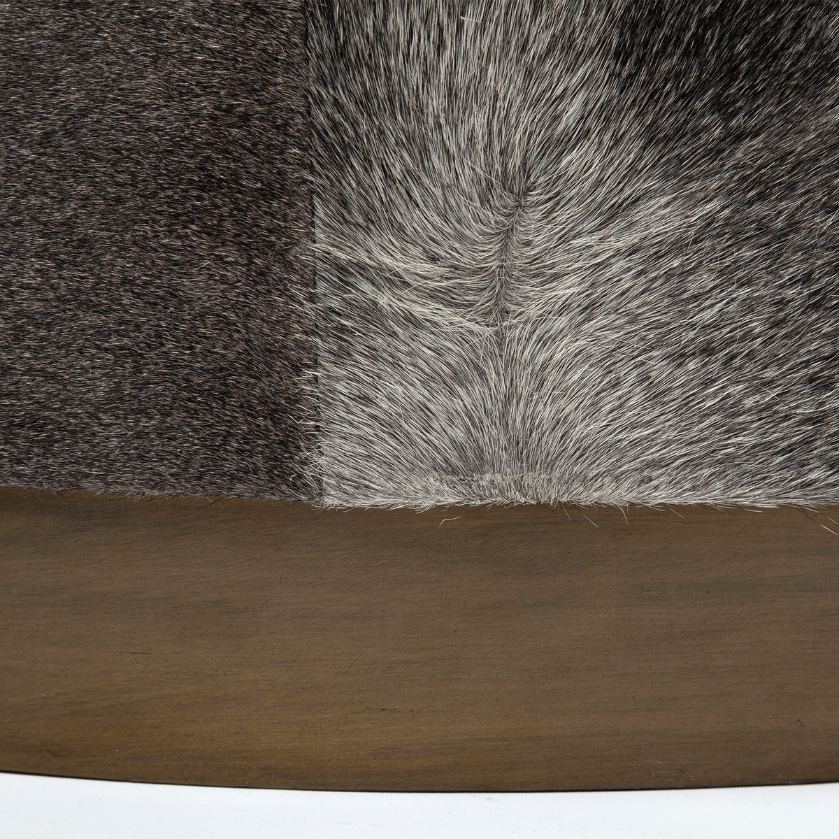 Zahavi 36" Gray Hair-On-hide W/Metal Base Ottoman-Stools & Ottomans-DECOROLALA