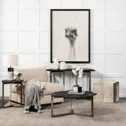 Zahavi I 20" Grey-toned hair-on-hide ottoman-Stools & Ottomans-DECOROLALA