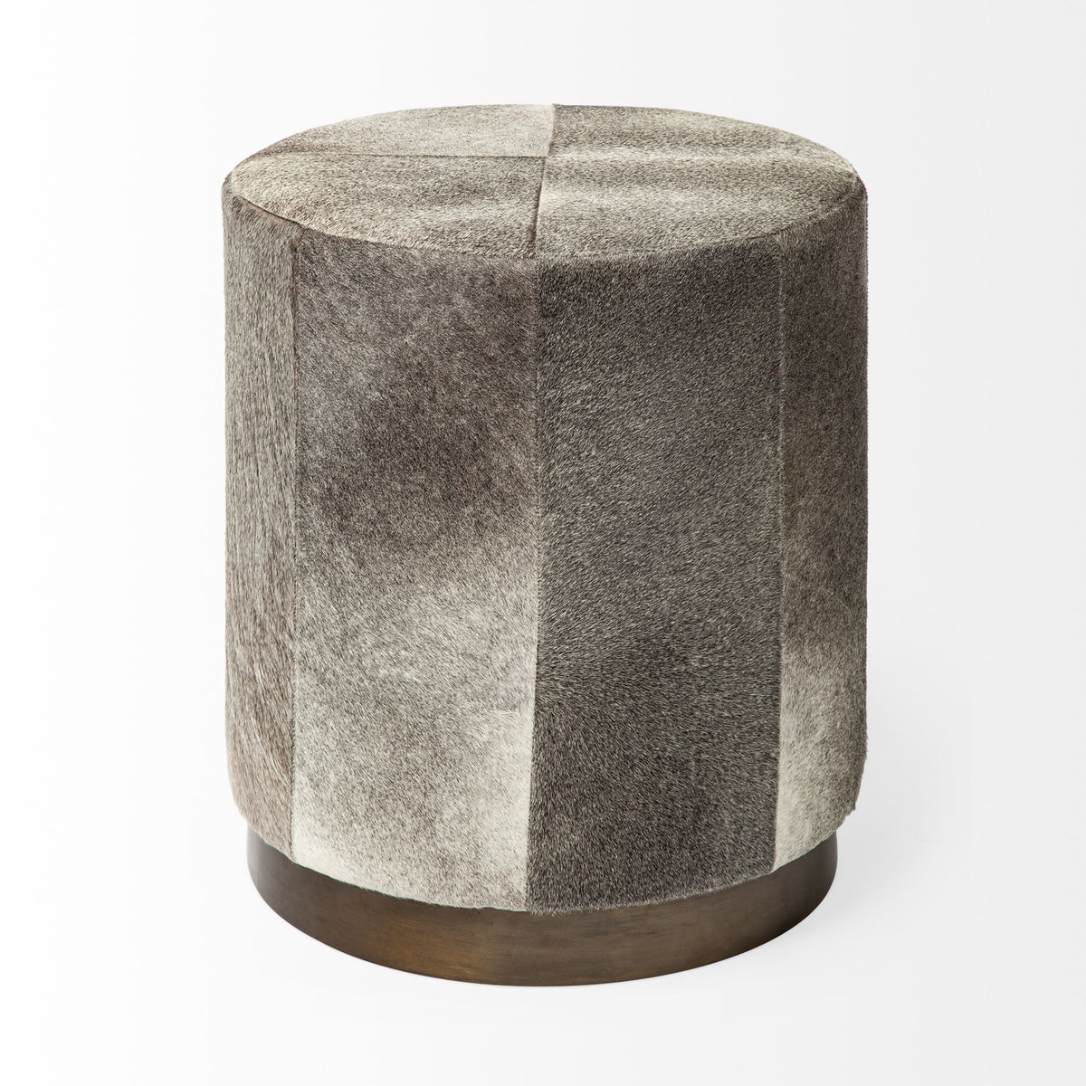 Zahavi I 23"H grey-toned hair-on-hide ottoman-Stools & Ottomans-DECOROLALA