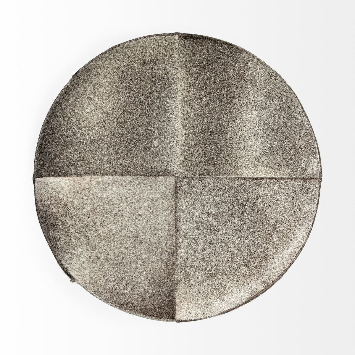 Zahavi I 23"H grey-toned hair-on-hide ottoman-Stools & Ottomans-DECOROLALA