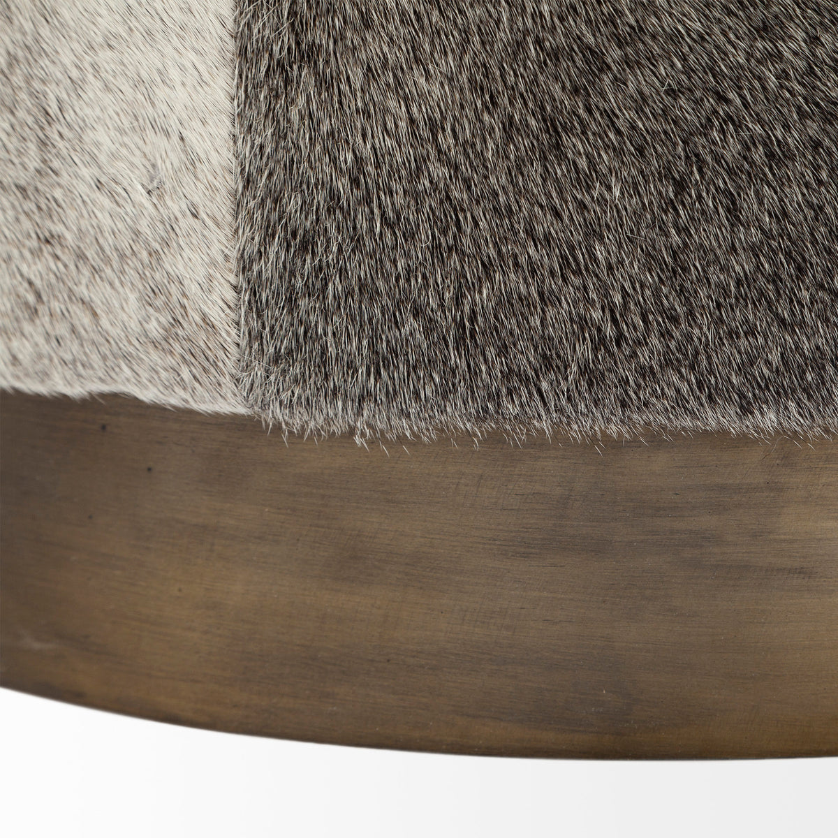 Zahavi I 23"H grey-toned hair-on-hide ottoman-Stools & Ottomans-DECOROLALA