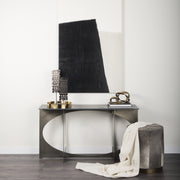 Zahavi I 23"H grey-toned hair-on-hide ottoman-Stools & Ottomans-DECOROLALA