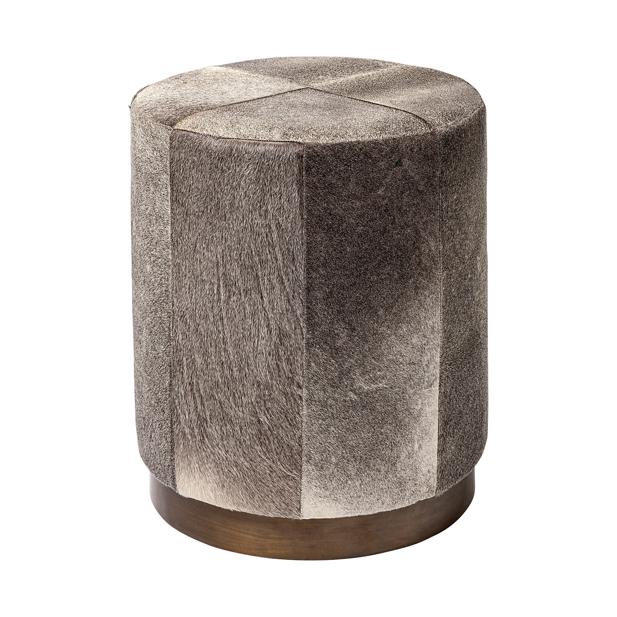 Zahavi I Grey Hair-on-Hide Ottoman-Stools & Ottomans-DECOROLALA
