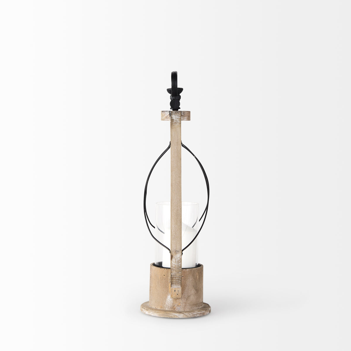 Zain I Small Brown Wooden Vintage Inspired Candle Holder Lantern-Lanterns-DECOROLALA