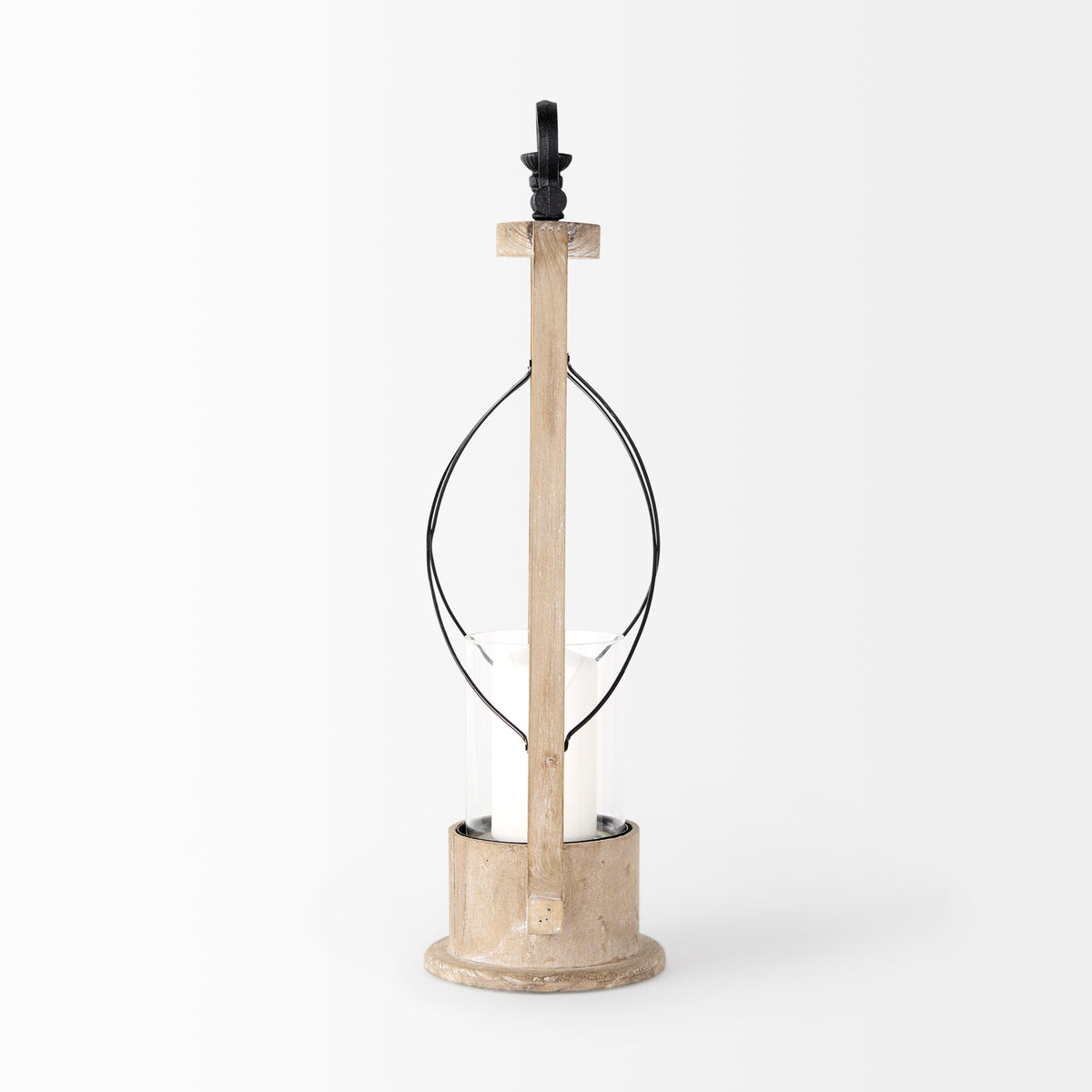 Zain II Large Brown Wooden Vintage Inspired Candle Holder Lantern-Lanterns-DECOROLALA