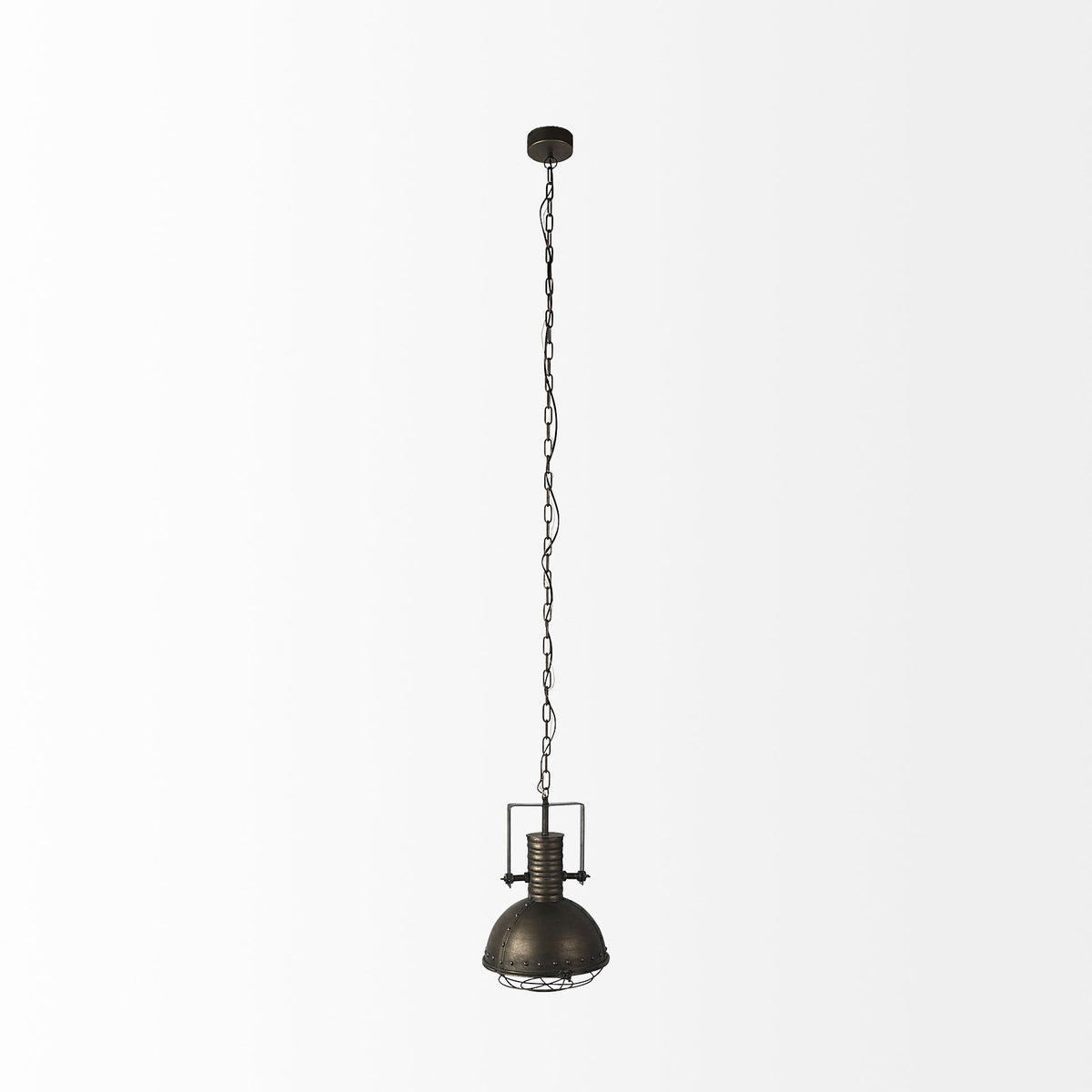 Zaio 12.5Lx 12.5W x 18.5H Weathered Antique Gold Metal Caged Bulb Pendant Light-Pendant Lighting-DECOROLALA