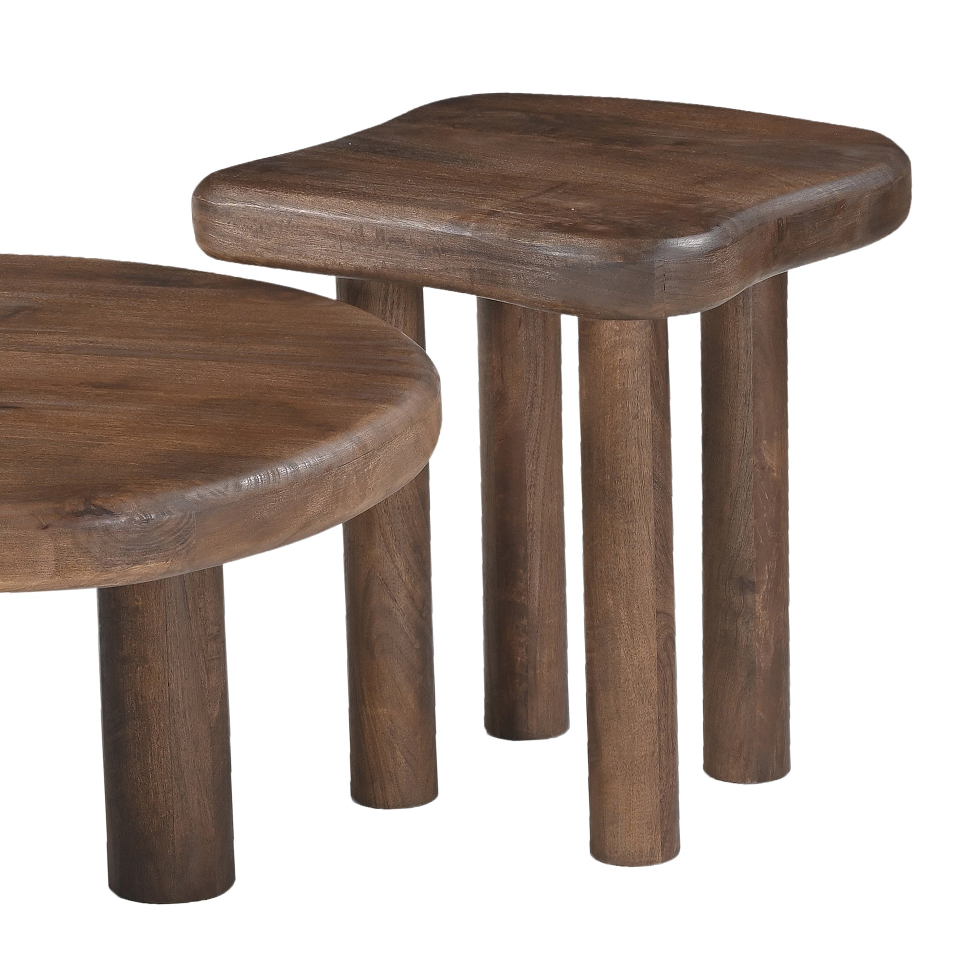 Zaloa Accent Table - Dark Walnut Solid Mango Wood-Accent Table-DECOROLALA