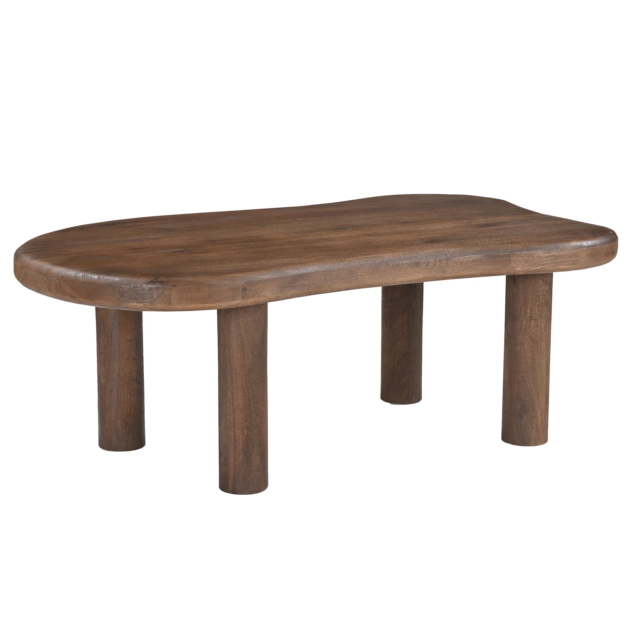 Zaloa Coffee Table - Solid Mango Wood Dark Walnut Organic Shape-DECOROLALA
