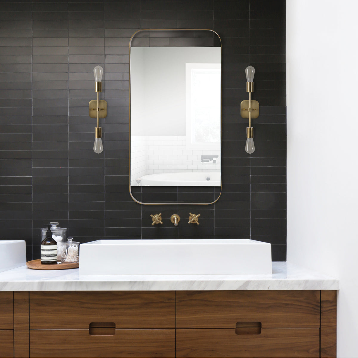 Zariyah 38" Tall Rectangle Wall Mirror, Yellow-Mirrors-DECOROLALA