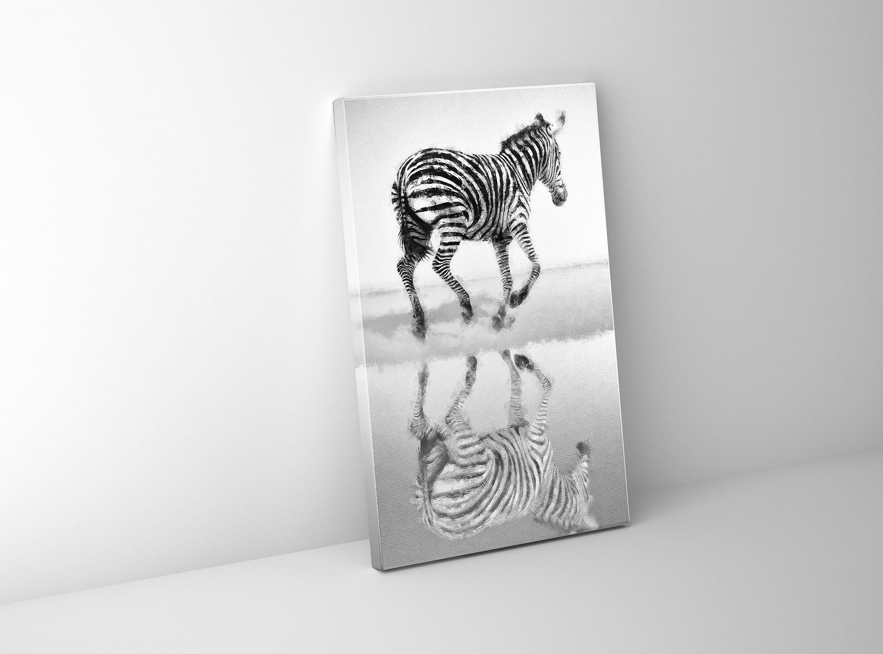 Zebra Canvas Wall Art 36" x 48" Silver Varnish-Wall Art-DECOROLALA