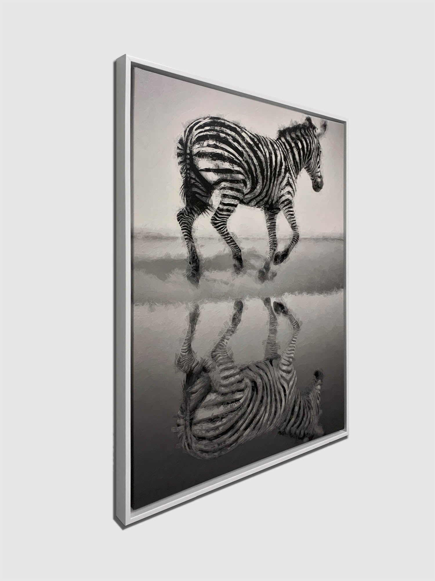 Zebra Canvas Wall Art 36" x 48" Silver Varnish-Wall Art-DECOROLALA