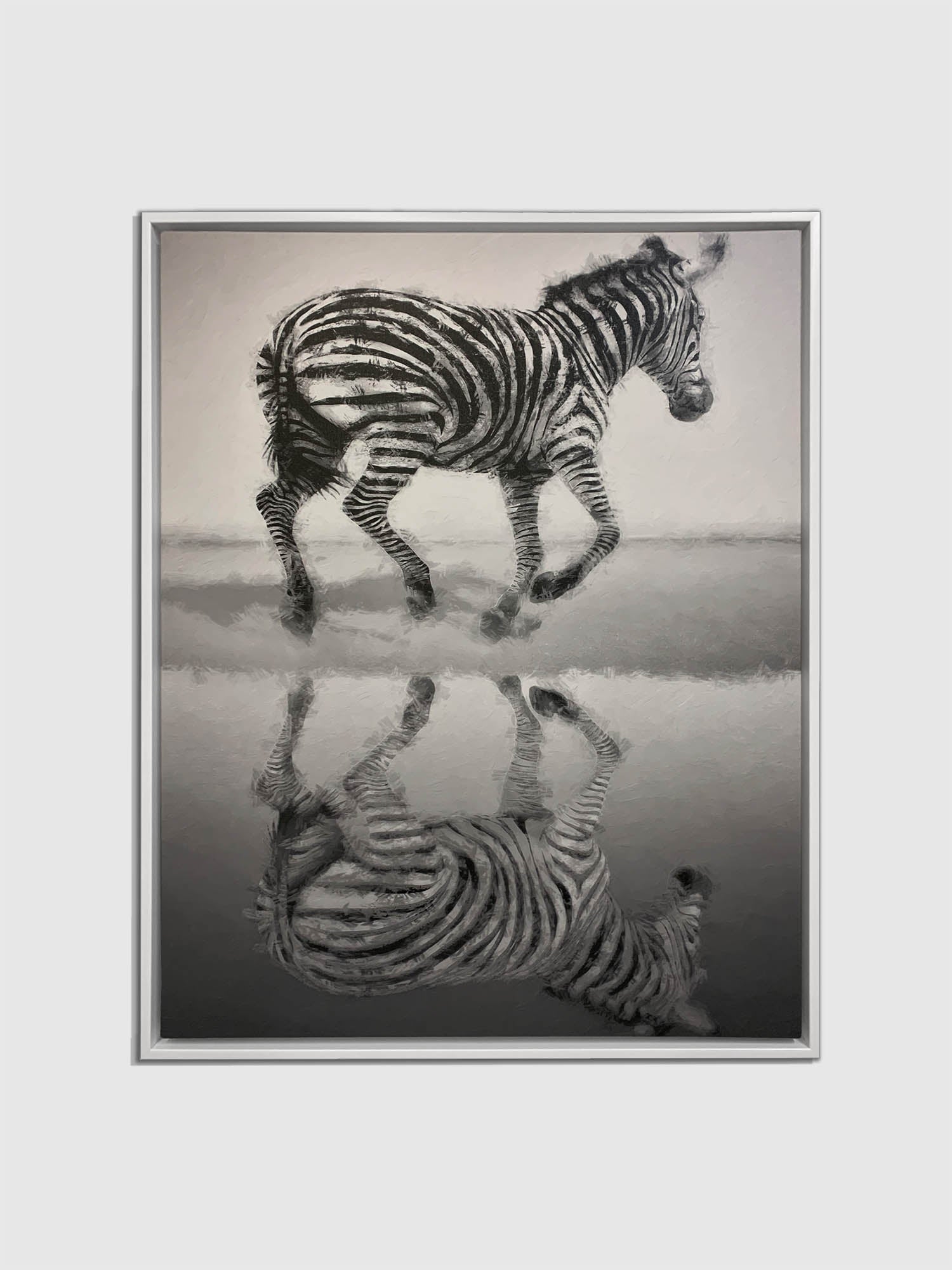 Zebra Canvas Wall Art 36" x 48" Silver Varnish-Wall Art-DECOROLALA