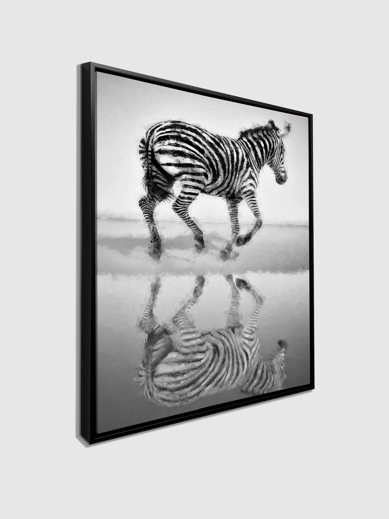 Zebra Canvas Wall Art 36" x 48" Silver Varnish-Wall Art-DECOROLALA