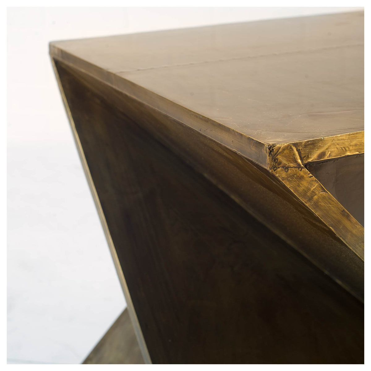 Zelda 20L x 20W Gold Metal-Cladded Z-Shaped Wooden Accent Table-Accent Tables-DECOROLALA