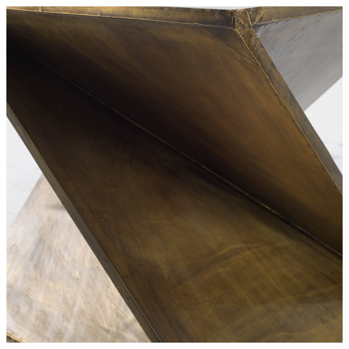 Zelda 20L x 20W Gold Metal-Cladded Z-Shaped Wooden Accent Table-Accent Tables-DECOROLALA