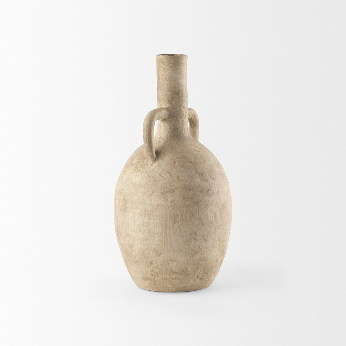 Zenni 6.1L x 6.1W x 12.0H Warm Beige Ceramic Vase-Vase-DECOROLALA
