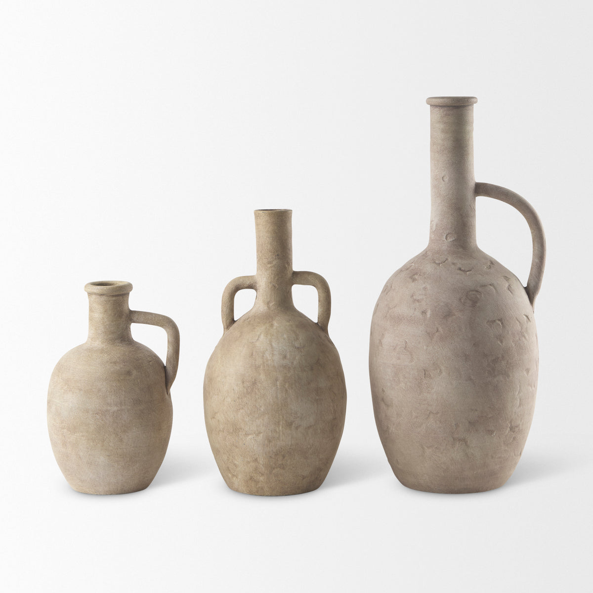 Zenni 6.1L x 6.1W x 12.0H Warm Beige Ceramic Vase-Vase-DECOROLALA