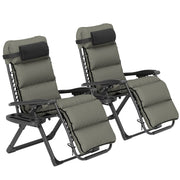 Zero Gravity Chairs Set 2pcs - Grey Recliner Garden Lounger with Cushion-DECOROLALA