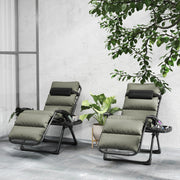 Zero Gravity Chairs Set 2pcs - Grey Recliner Garden Lounger with Cushion-DECOROLALA