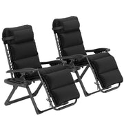 Zero Gravity Reclining Chairs Set, 2pcs Folding Garden Loungers, Grey Adjustable Backrest-DECOROLALA