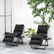 Zero Gravity Reclining Chairs Set, 2pcs Folding Garden Loungers, Grey Adjustable Backrest-DECOROLALA