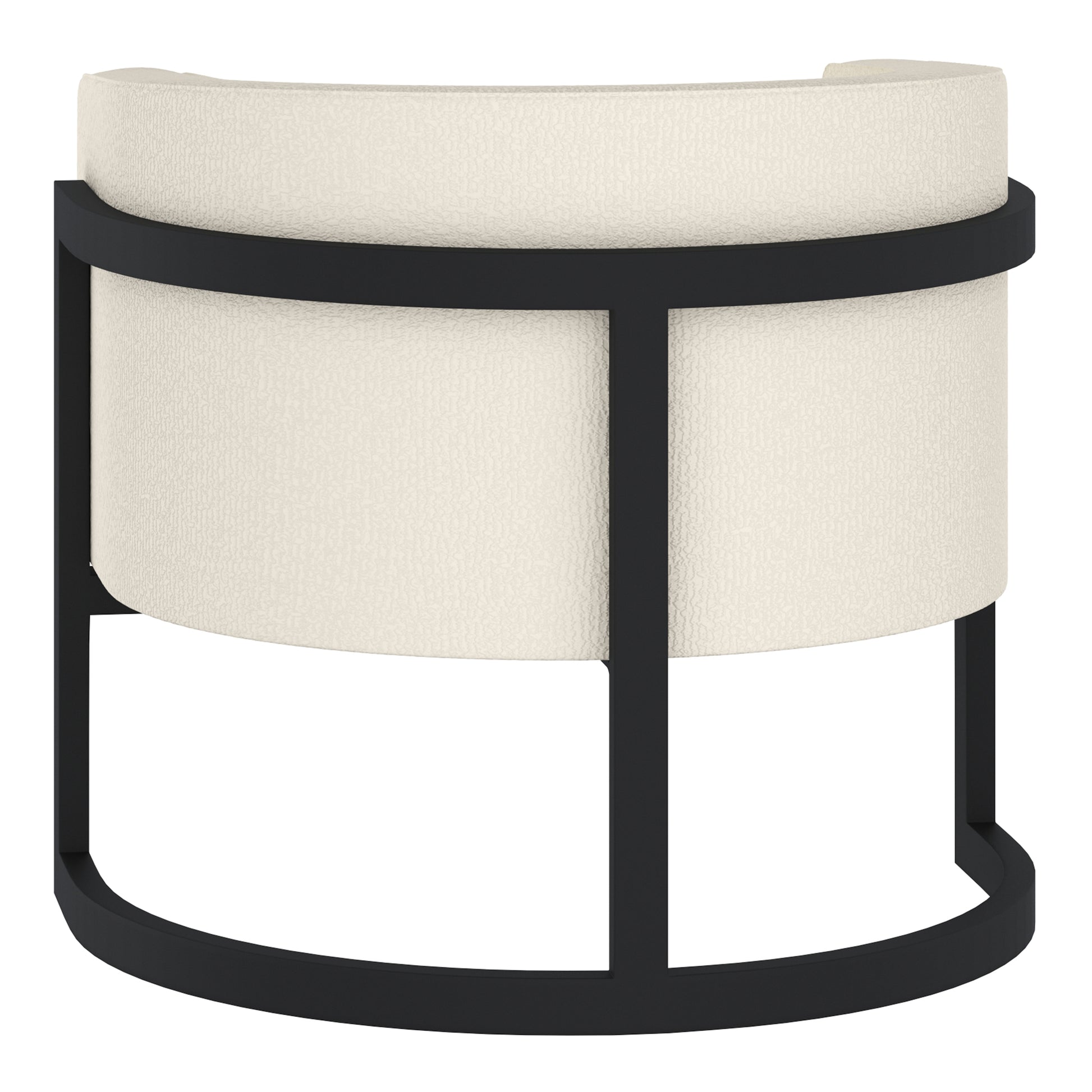 Zhuri Ivory Boucle Accent Chair with Black Metal Frame-DECOROLALA