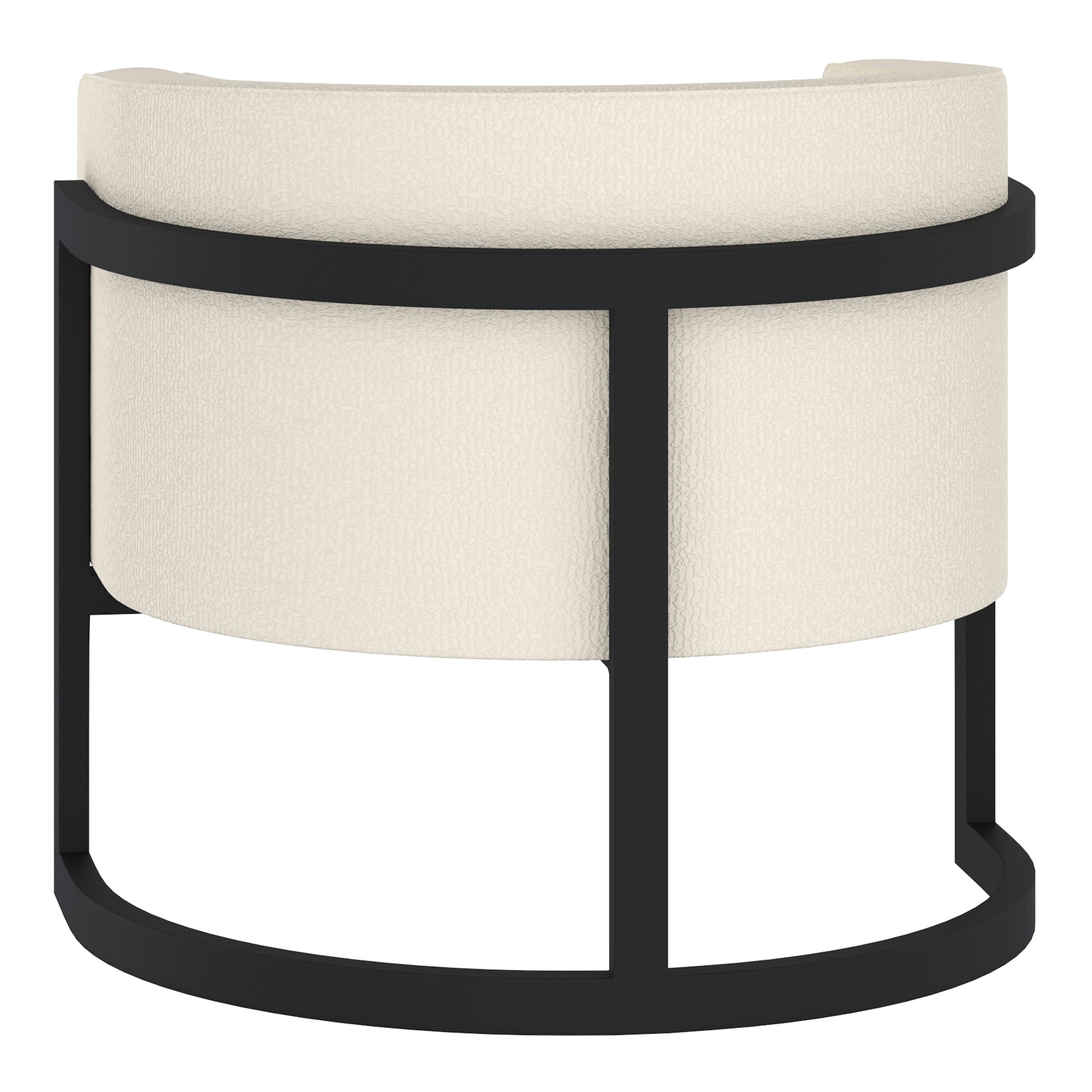 Zhuri Ivory Boucle Accent Chair with Black Metal Frame-DECOROLALA