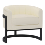 Zhuri Ivory Boucle Accent Chair with Black Metal Frame-DECOROLALA
