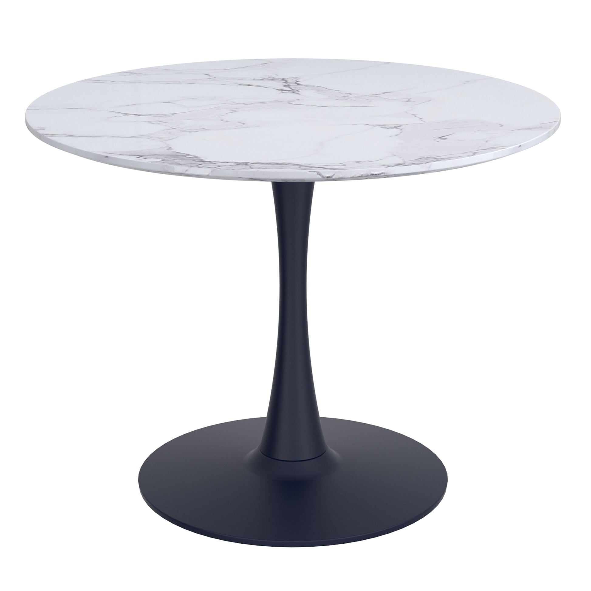 Zilo 5-Piece Dining Set - Black Faux Marble Pedestal Table-DECOROLALA