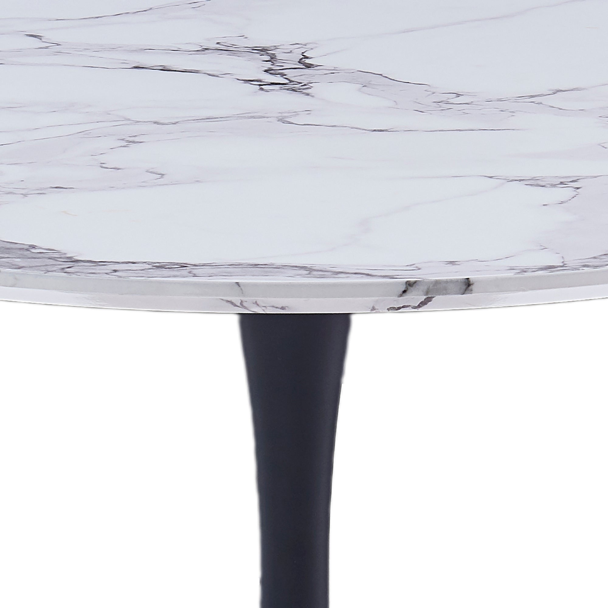 Zilo 5-Piece Dining Set - Black Faux Marble Pedestal Table-DECOROLALA