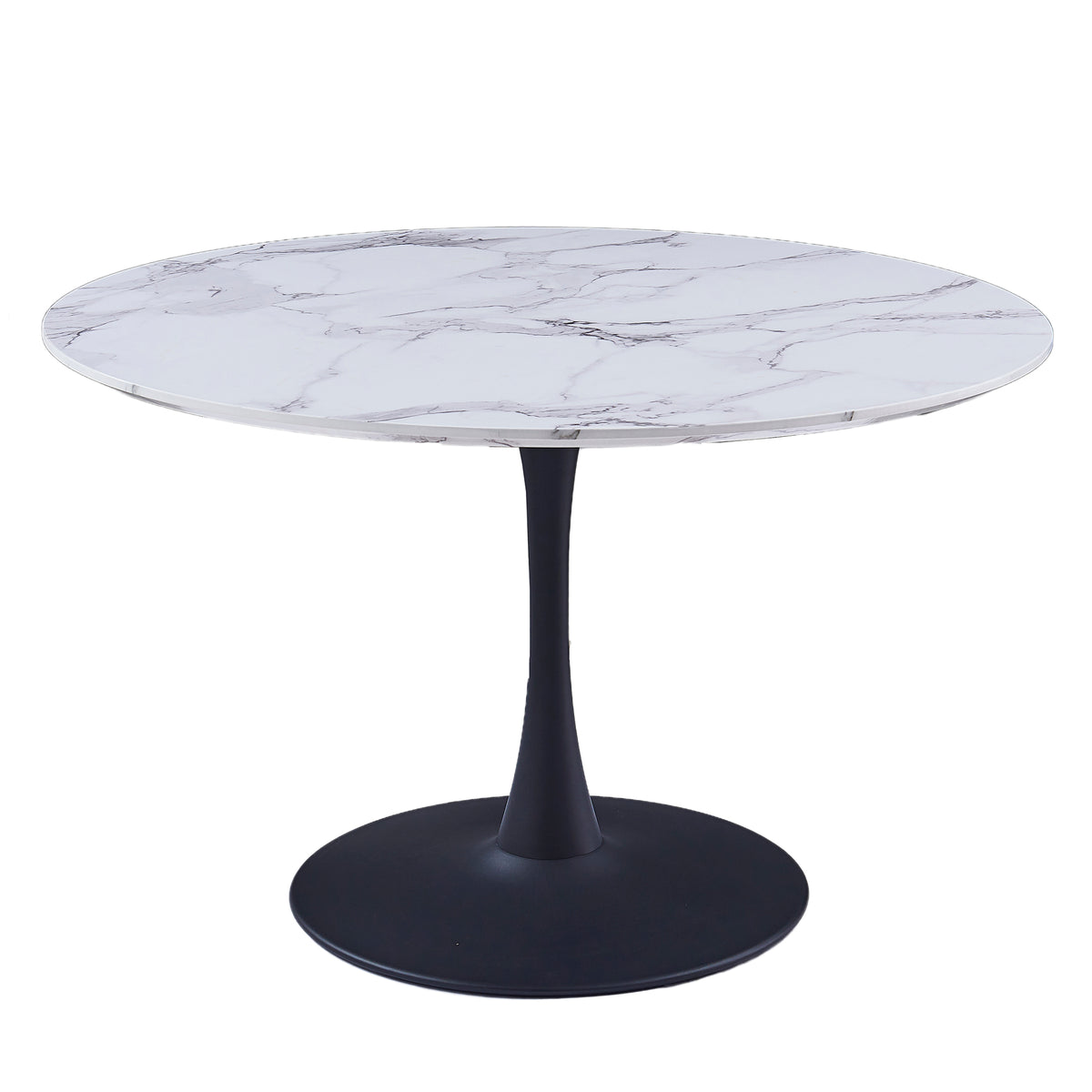 Zilo Brodi 5-Piece Dining Set - Black Faux Marble Pedestal Table-Dining Room Sets-DECOROLALA