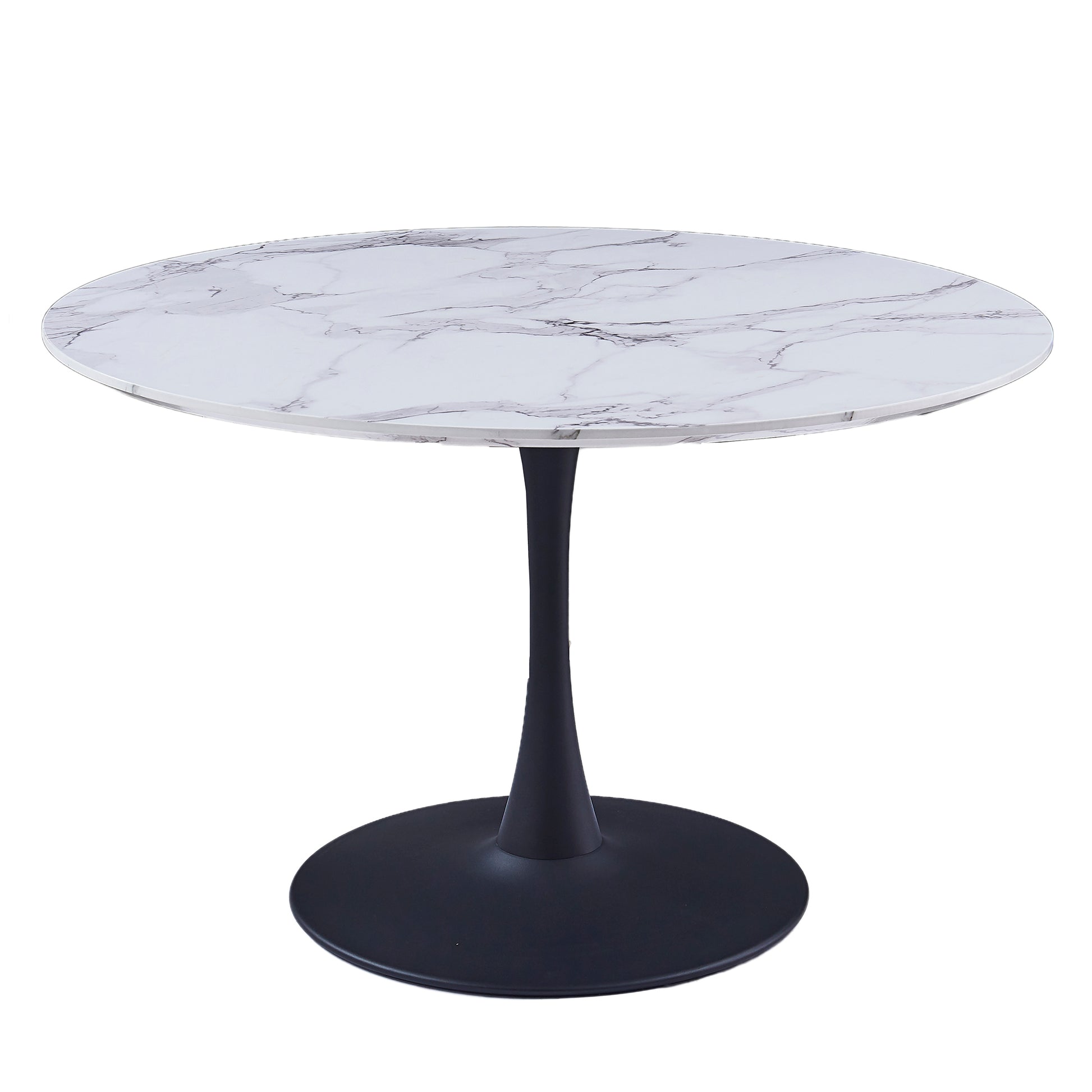 Zilo Brodi 5-Piece Dining Set - Black Faux Marble Pedestal Table-Dining Set-DECOROLALA