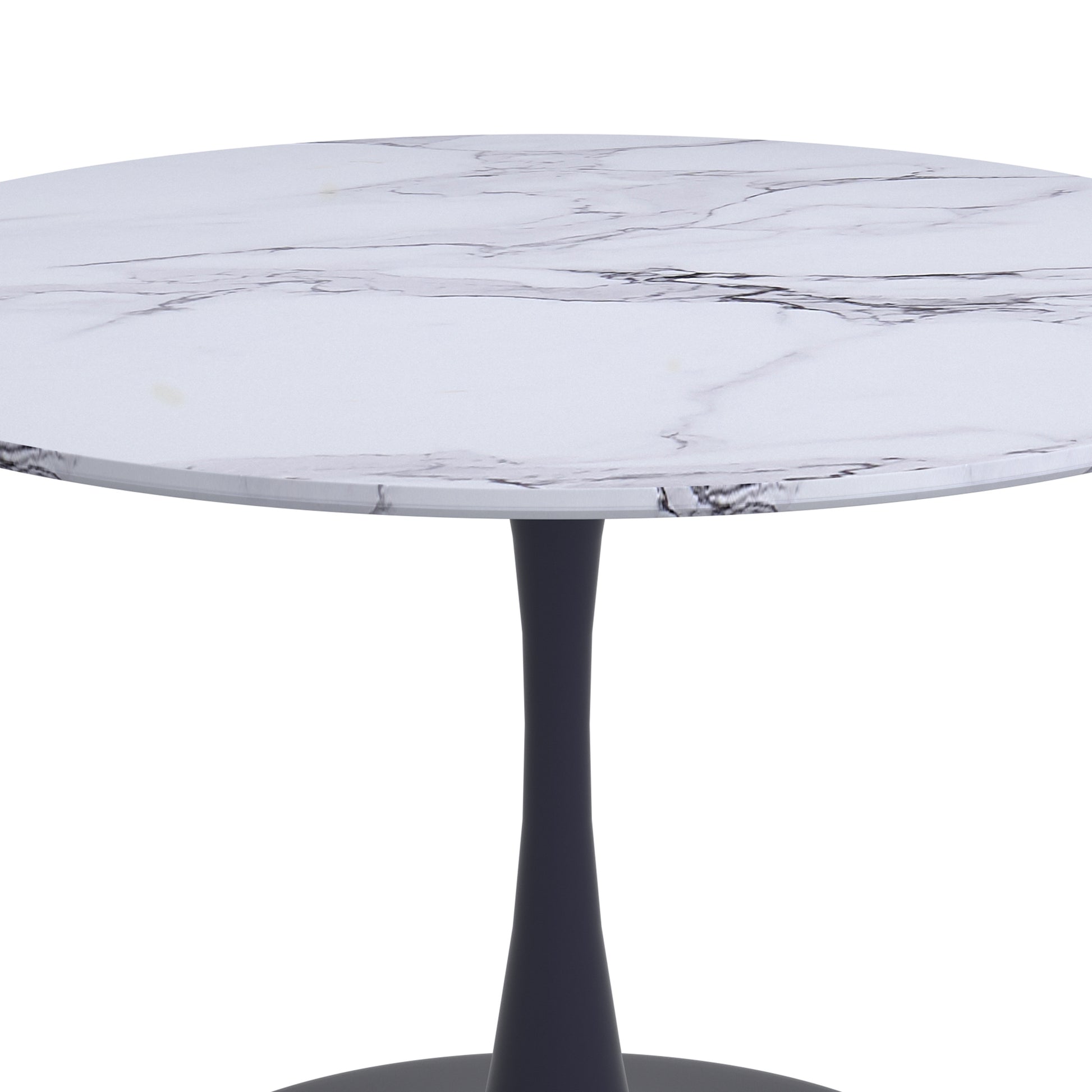 Zilo Brodi 5-Piece Dining Set - Black Faux Marble Pedestal Table-Dining Set-DECOROLALA
