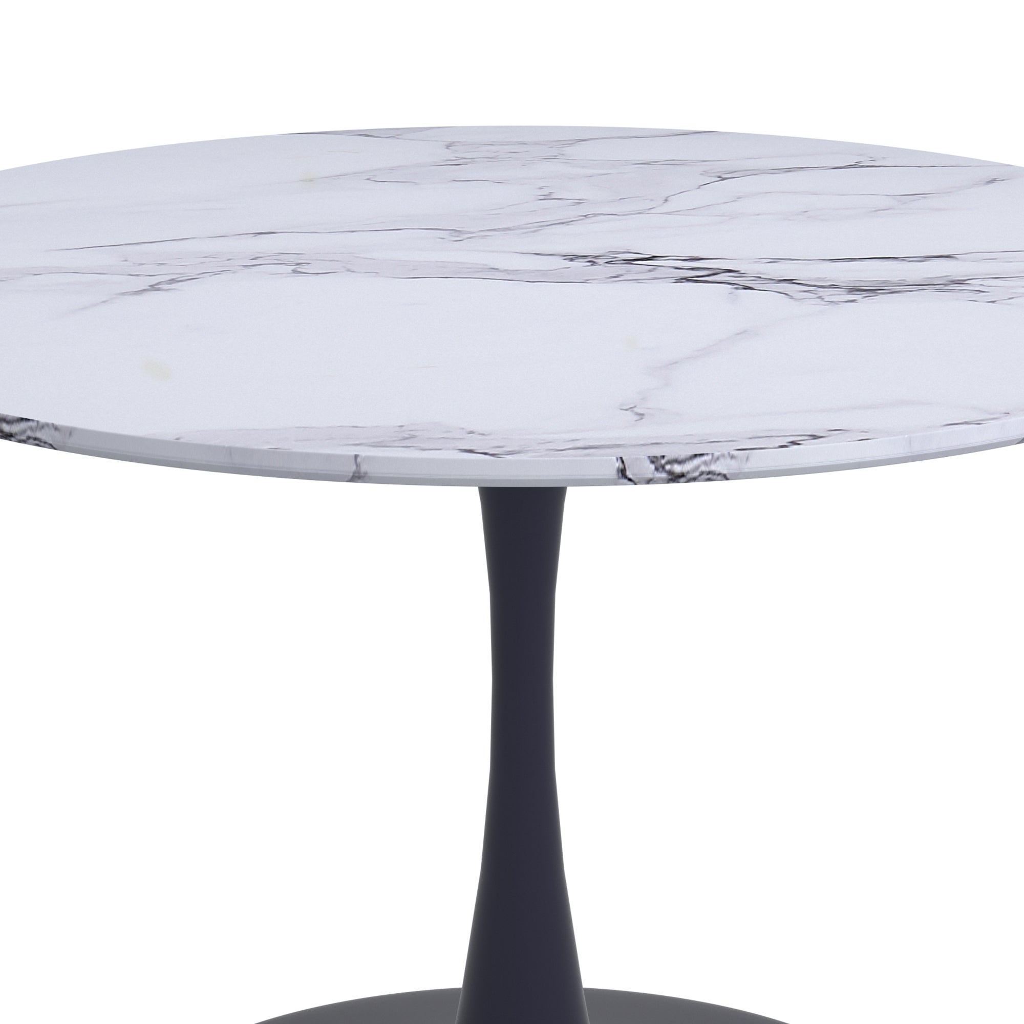 Zilo Brodi 5-Piece Dining Set - Black Faux Marble Pedestal Table-Dining Set-DECOROLALA