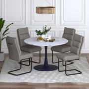 Zilo Brodi 5-Piece Dining Set - Black Faux Marble Pedestal Table-Dining Set-DECOROLALA