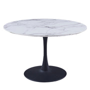 Zilo Dining Table - Large Black Faux Marble Pedestal Base-DECOROLALA