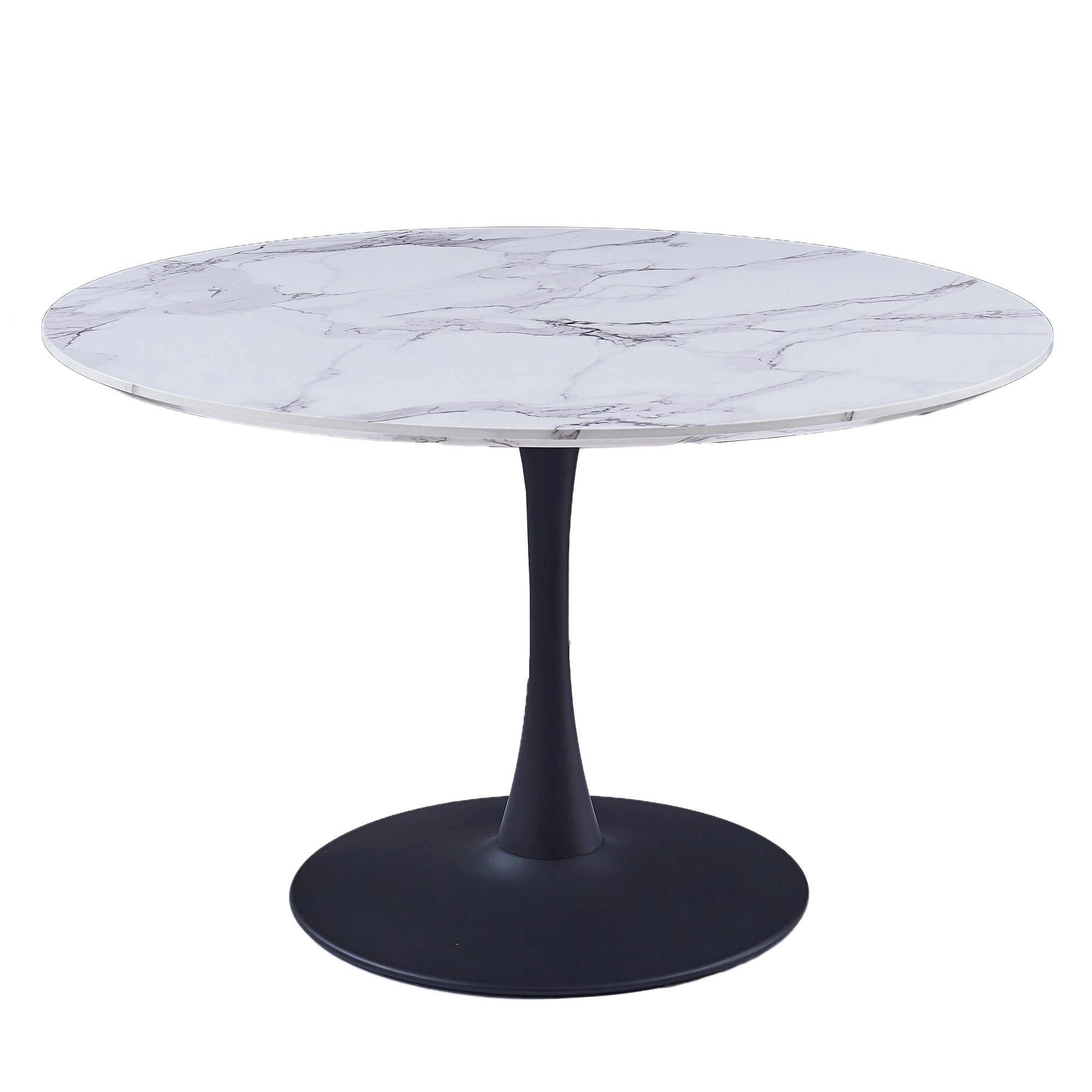 Zilo Dining Table - Large Black Faux Marble Pedestal Base-DECOROLALA