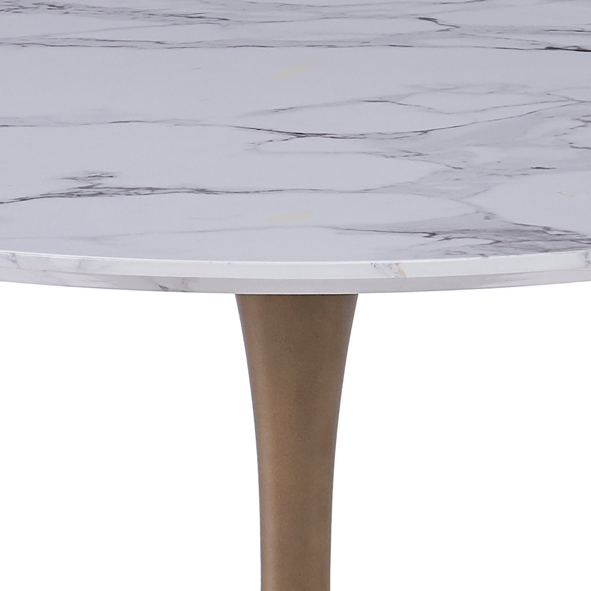 Zilo Large Pedestal Dining Table - Aged Gold Faux Marble-DECOROLALA