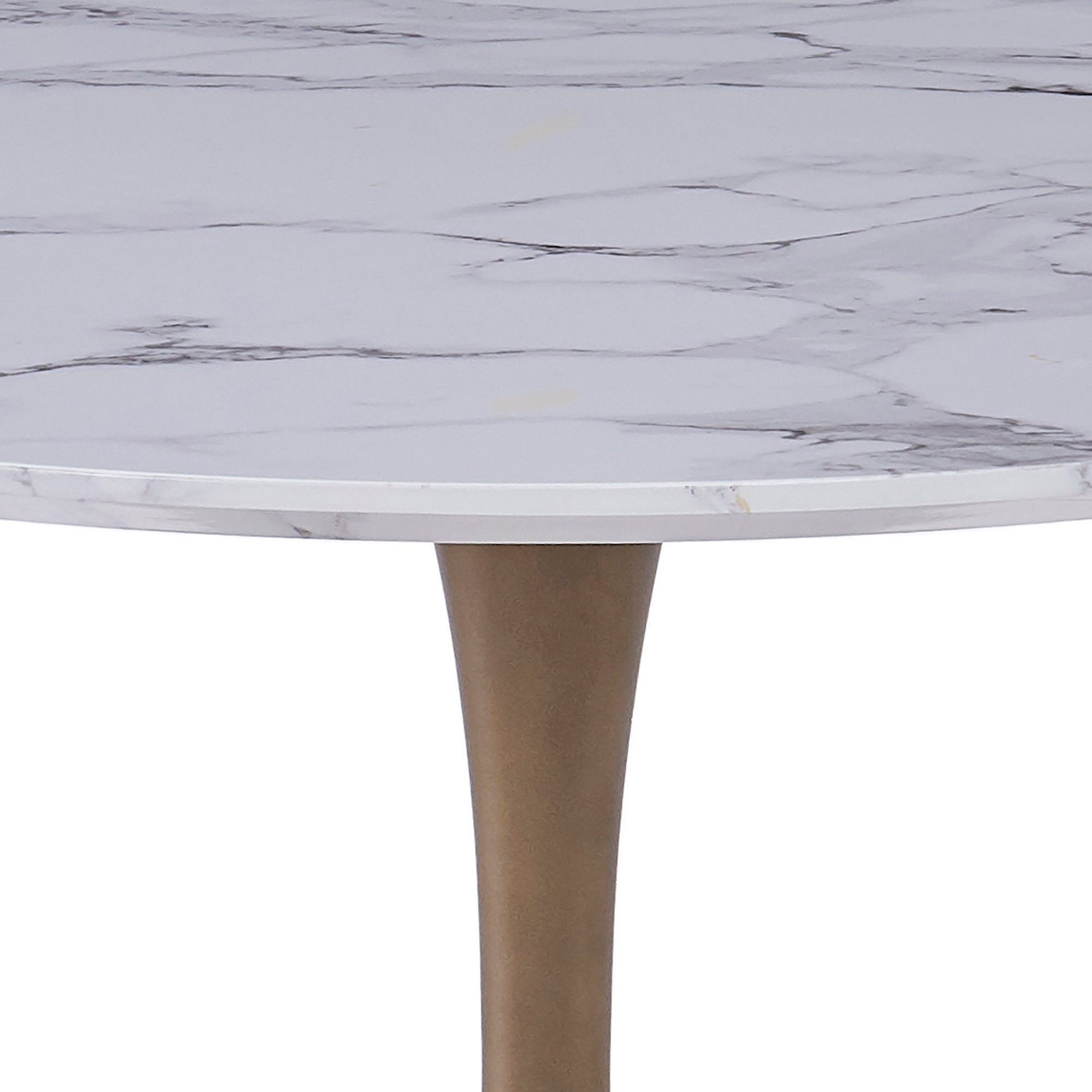 Zilo Large Pedestal Dining Table - Aged Gold Faux Marble-DECOROLALA