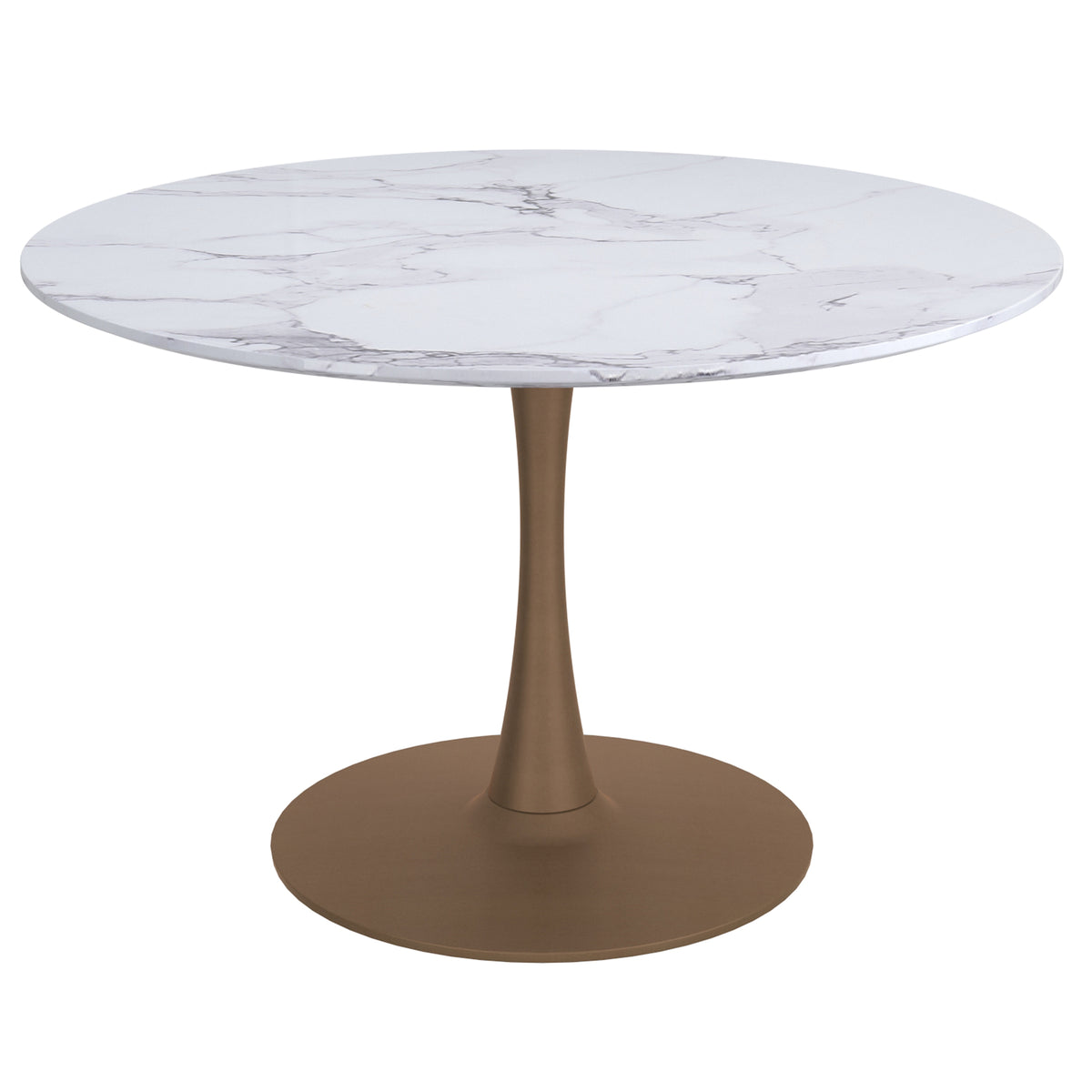 Zilo Large Pedestal Dining Table - Aged Gold Faux Marble-Bar Tables-DECOROLALA